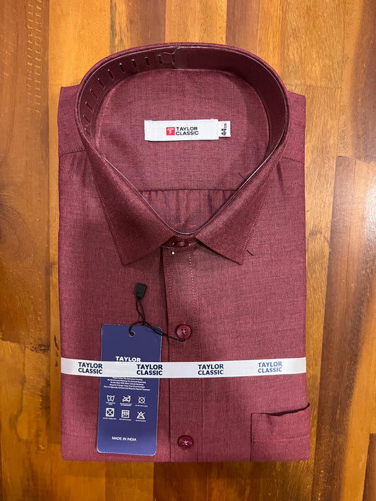 Pure Cotton Maroon Solid Shirt (44 FS)