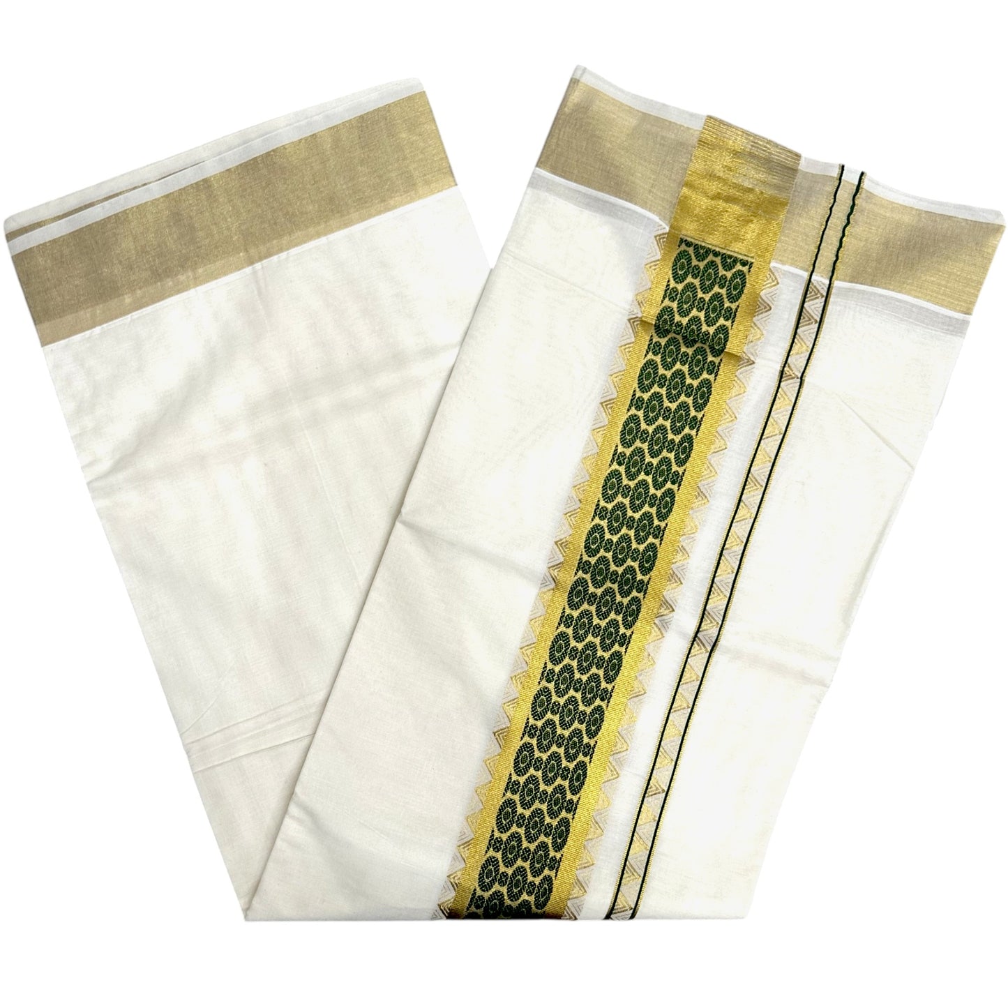 Southloom Kerala Cotton Saree (Green) SL452