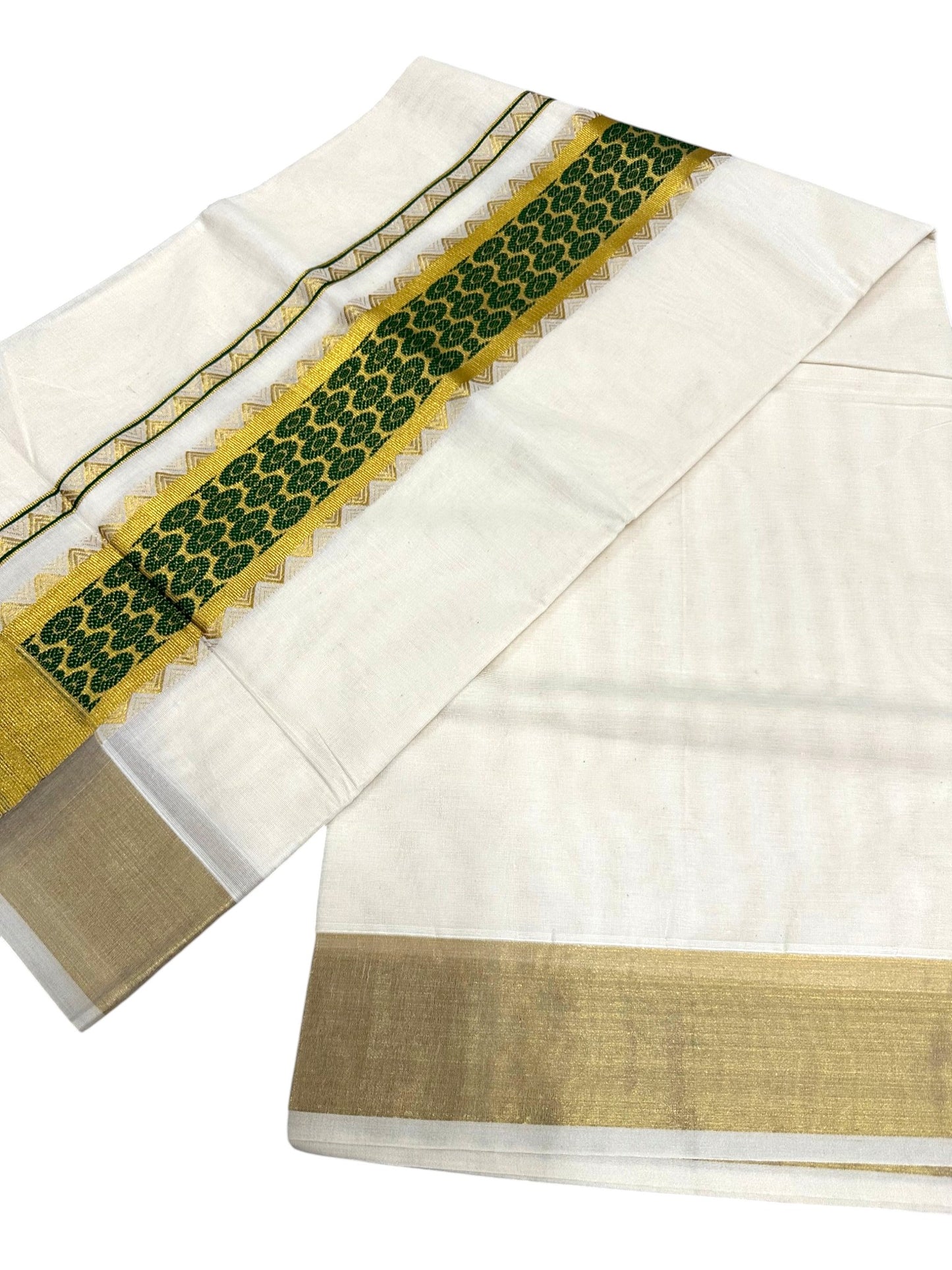 Southloom Kerala Cotton Saree (Green) SL452