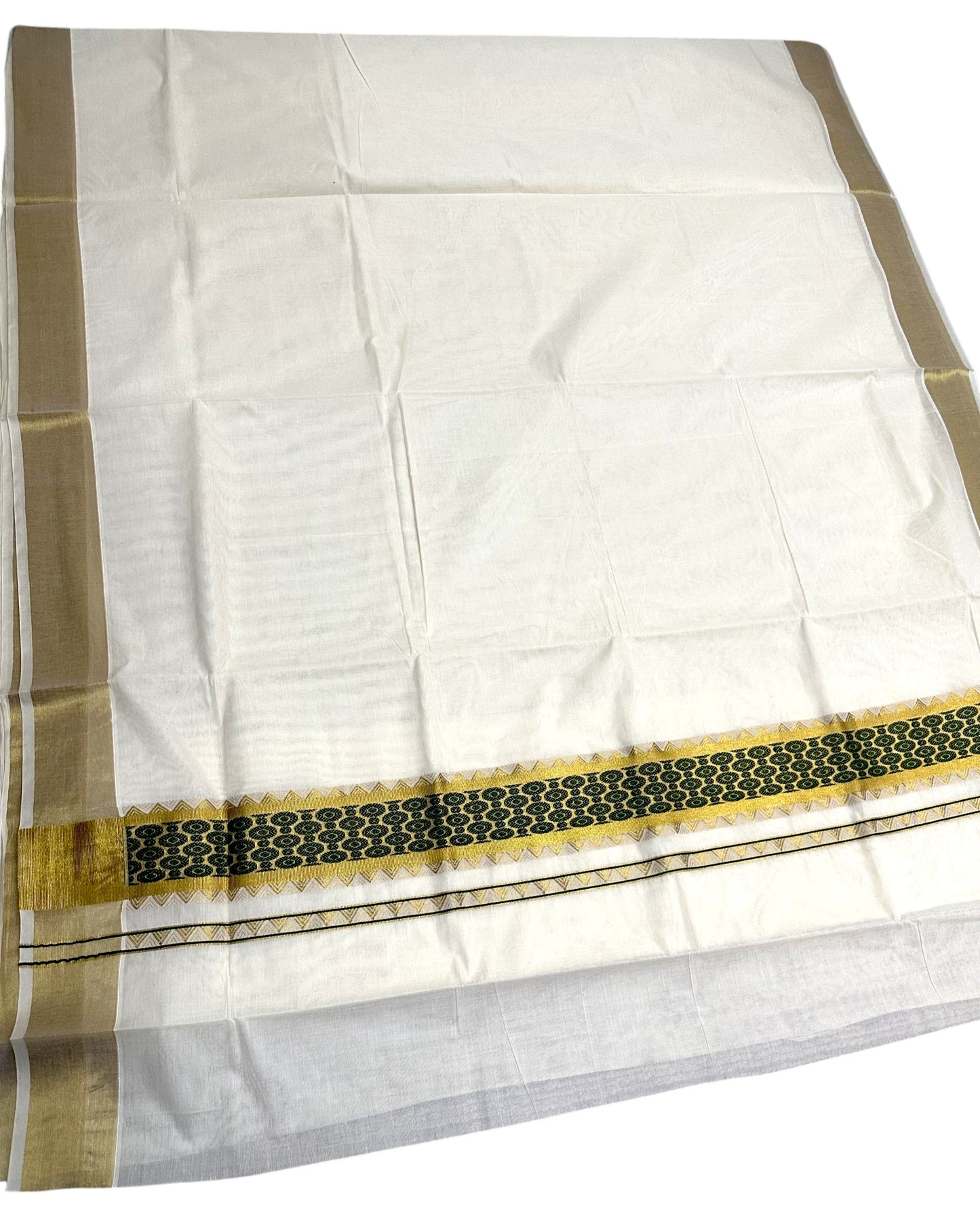 Southloom Kerala Cotton Saree (Green) SL452