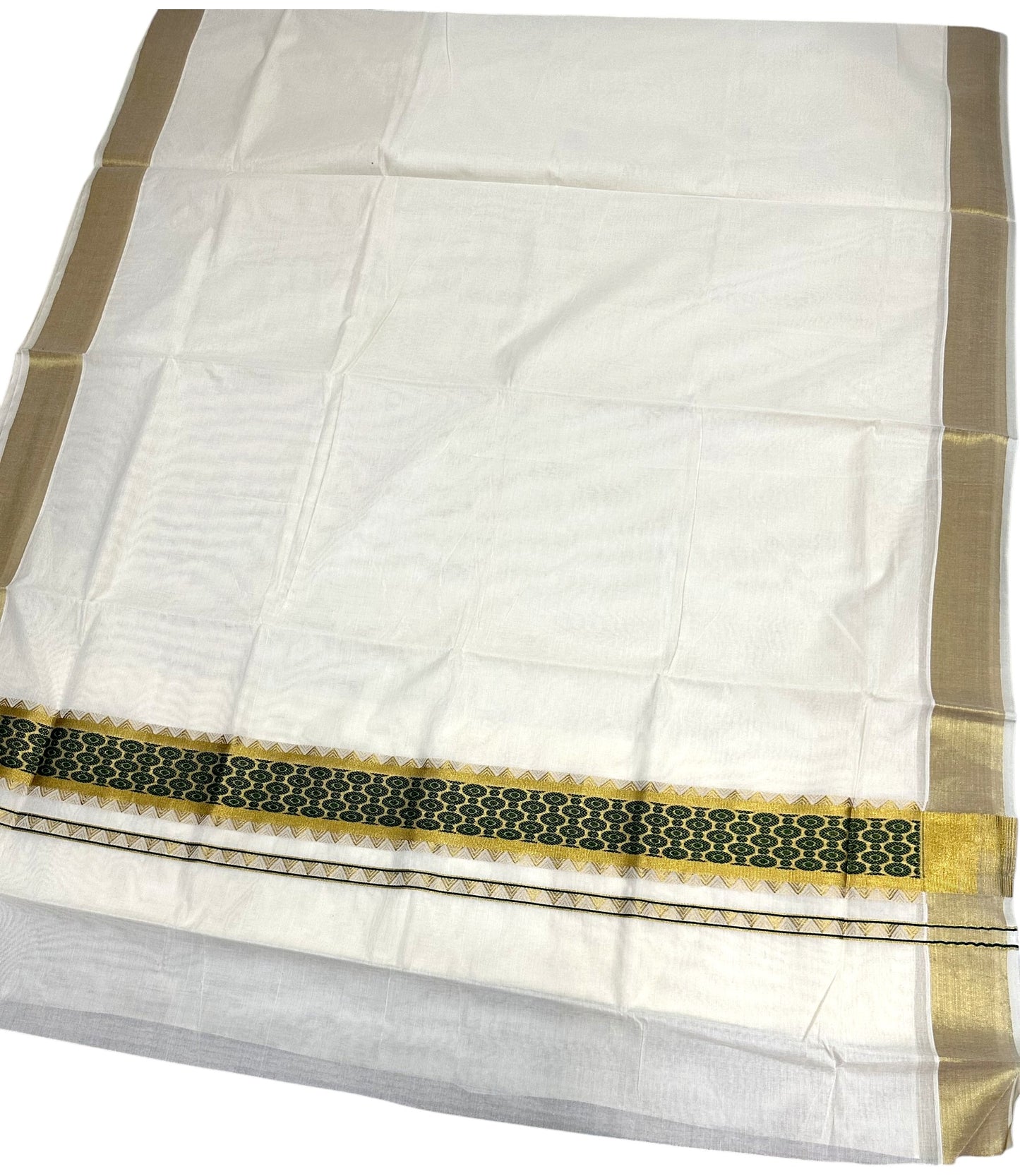 Southloom Kerala Cotton Saree (Green) SL452
