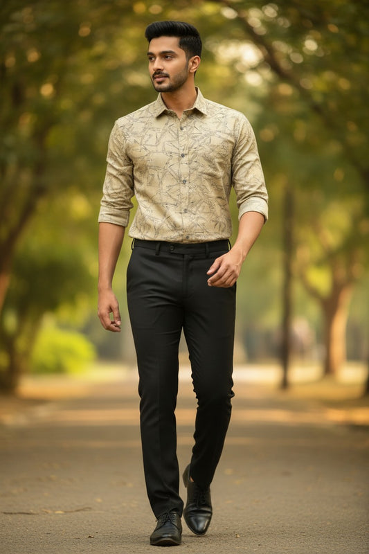 Pure Cotton Yellow Printed Shirt SLSHIRT 44 FS