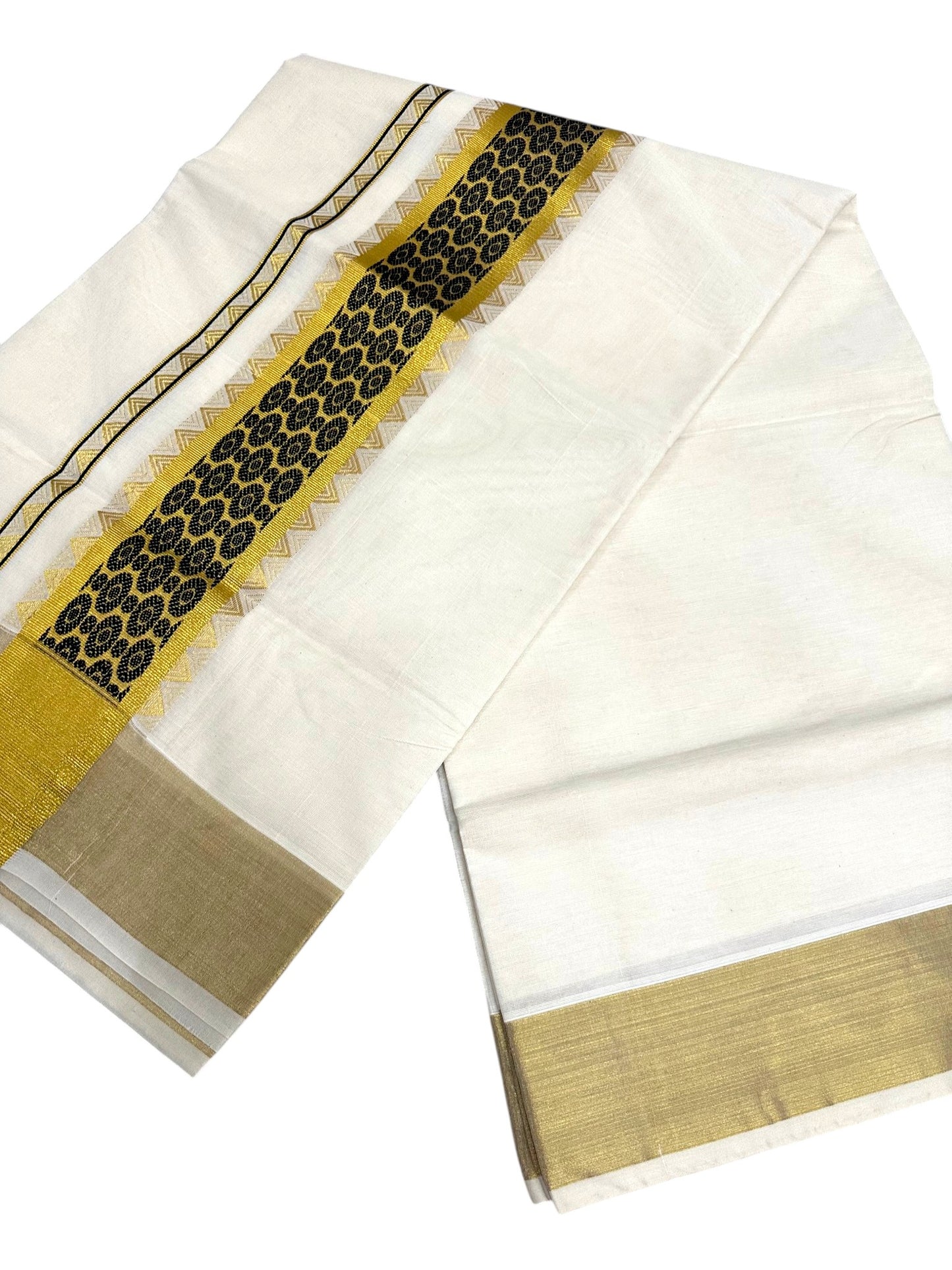 Southloom Kerala Cotton Saree (Black) SL452