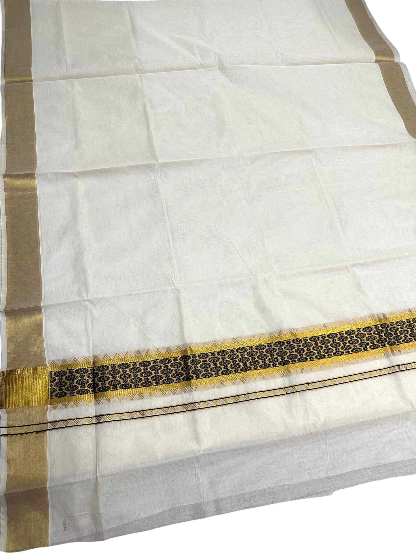 Southloom Kerala Cotton Saree (Black) SL452