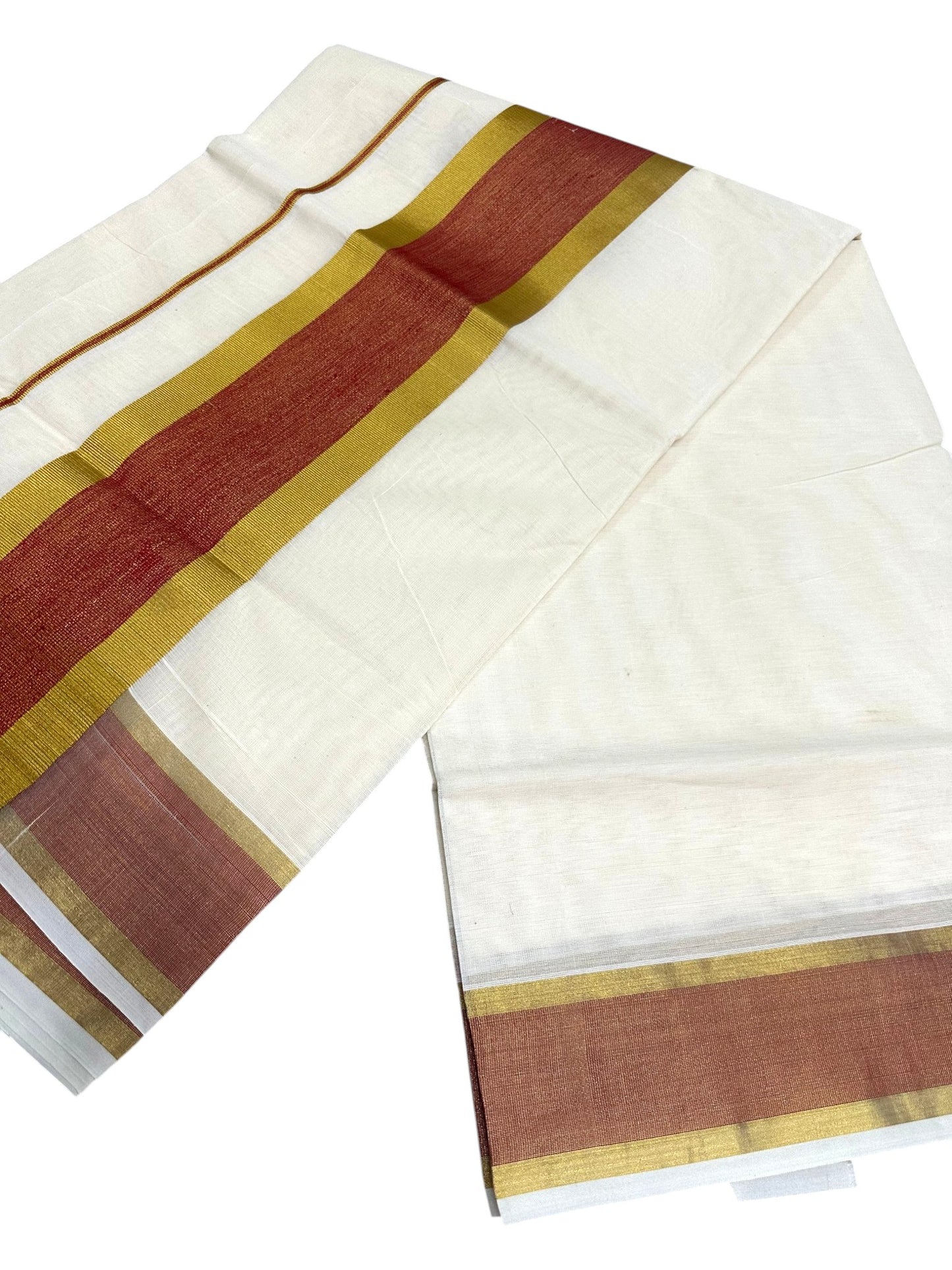 Southloom Kerala Cotton Saree with Gold and Maroon Borders SL460
