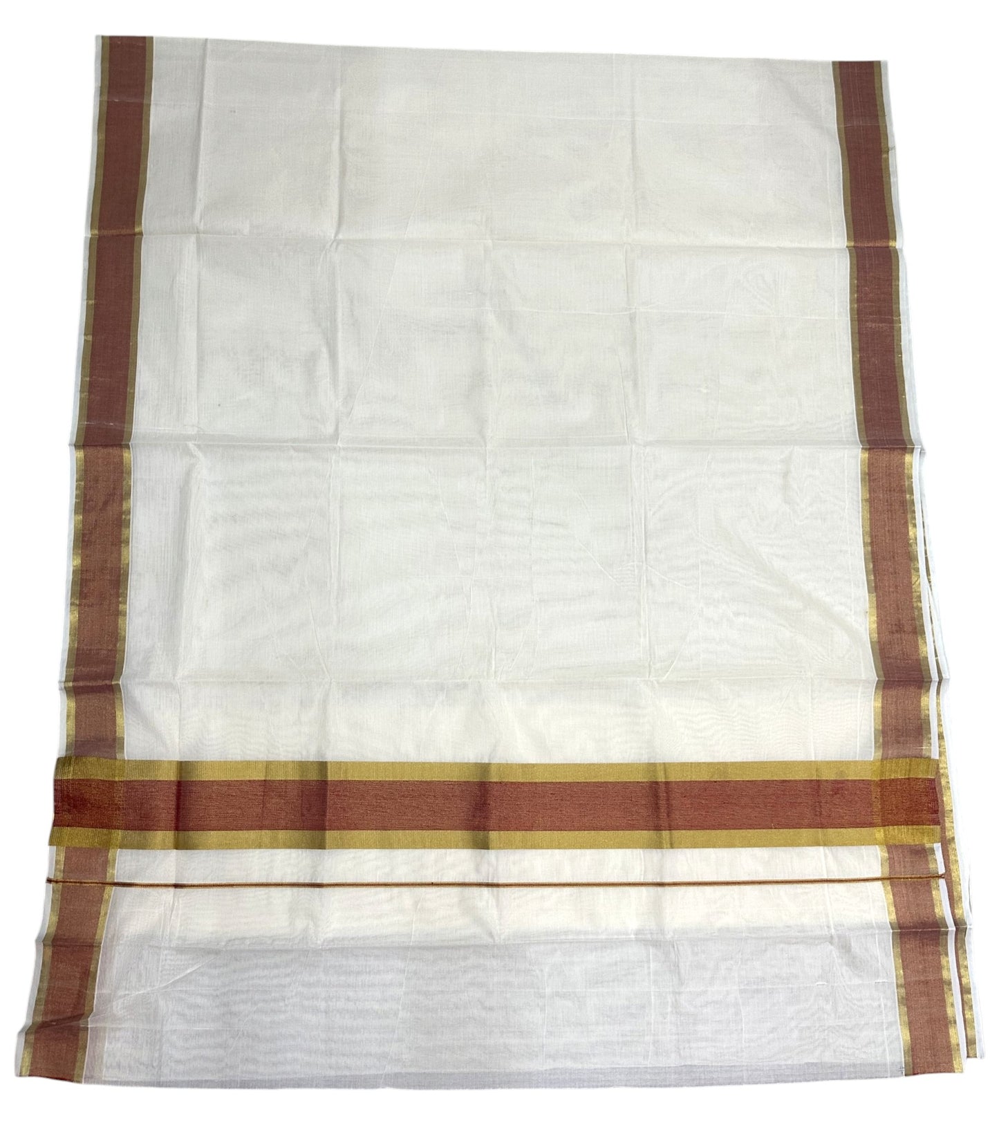 Southloom Kerala Cotton Saree with Gold and Maroon Borders SL460