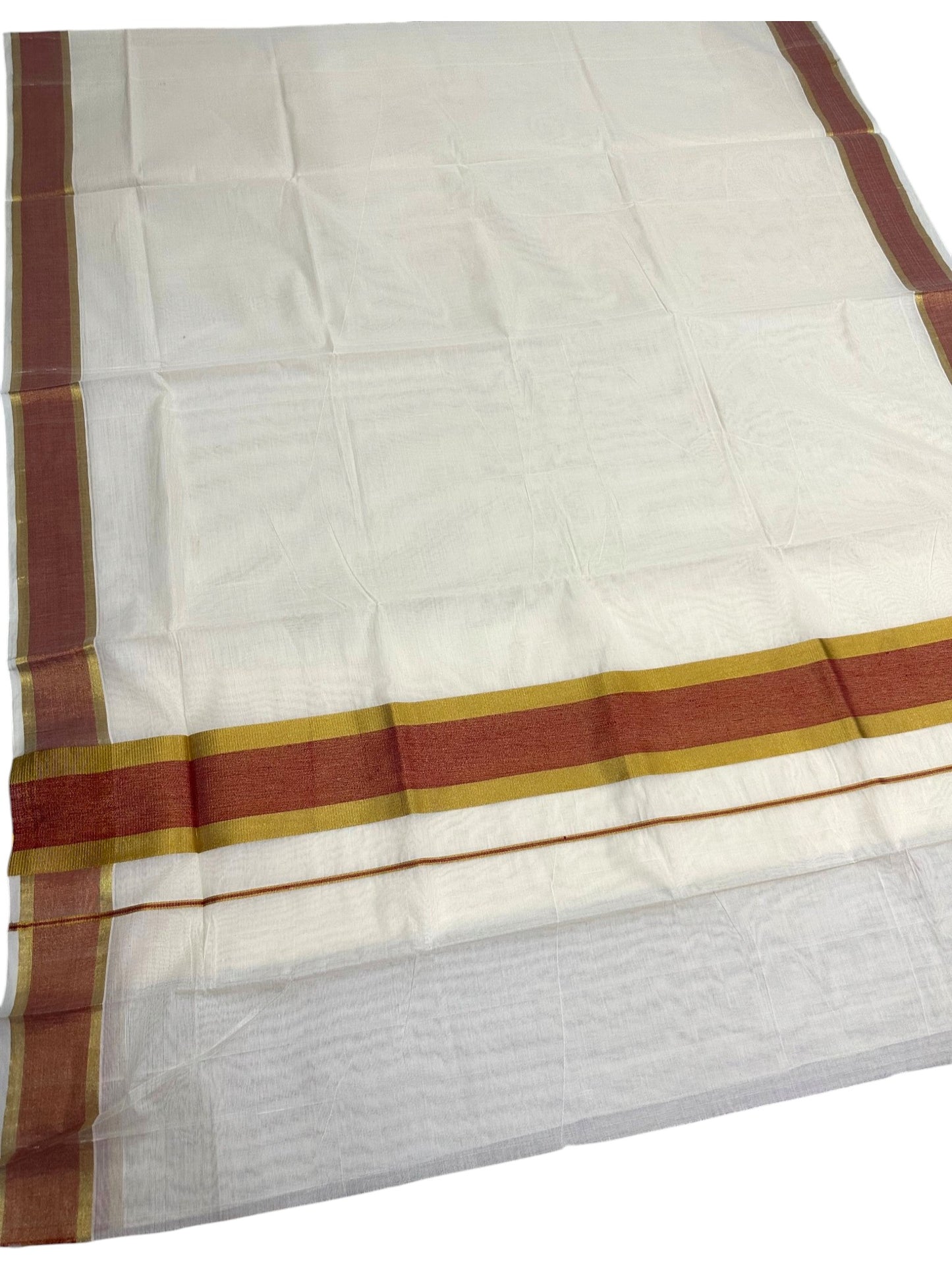 Southloom Kerala Cotton Saree with Gold and Maroon Borders SL460