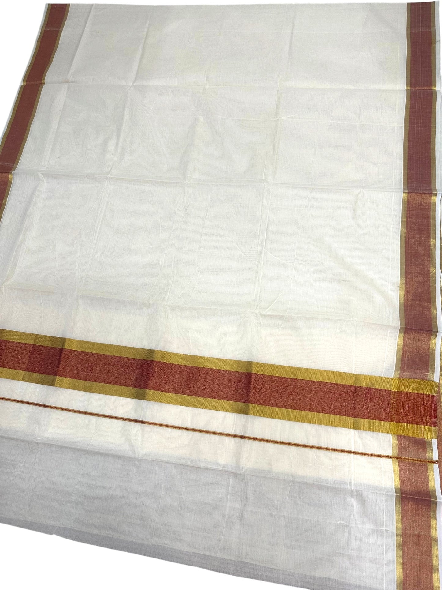 Southloom Kerala Cotton Saree with Gold and Maroon Borders SL460