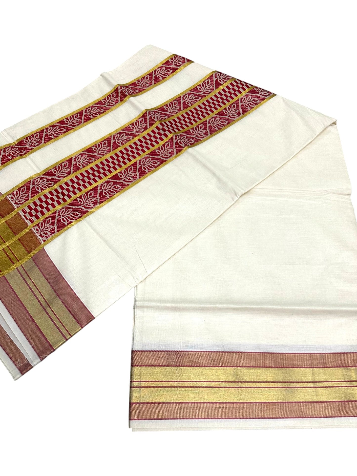 Southloom Kerala Cotton Saree with Red Woven Work on Pallu SL639
