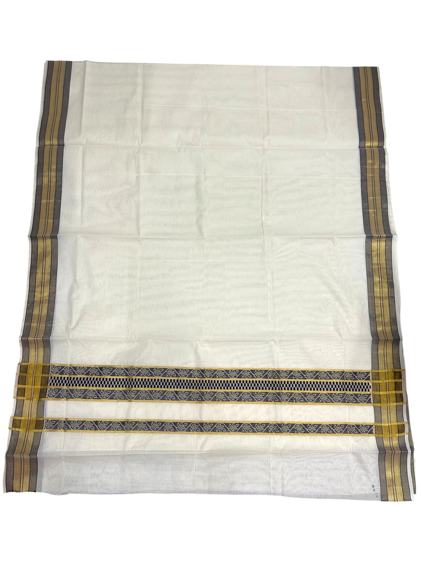 Southloom Kerala Cotton Saree with Blue Woven Work on Pallu SL639