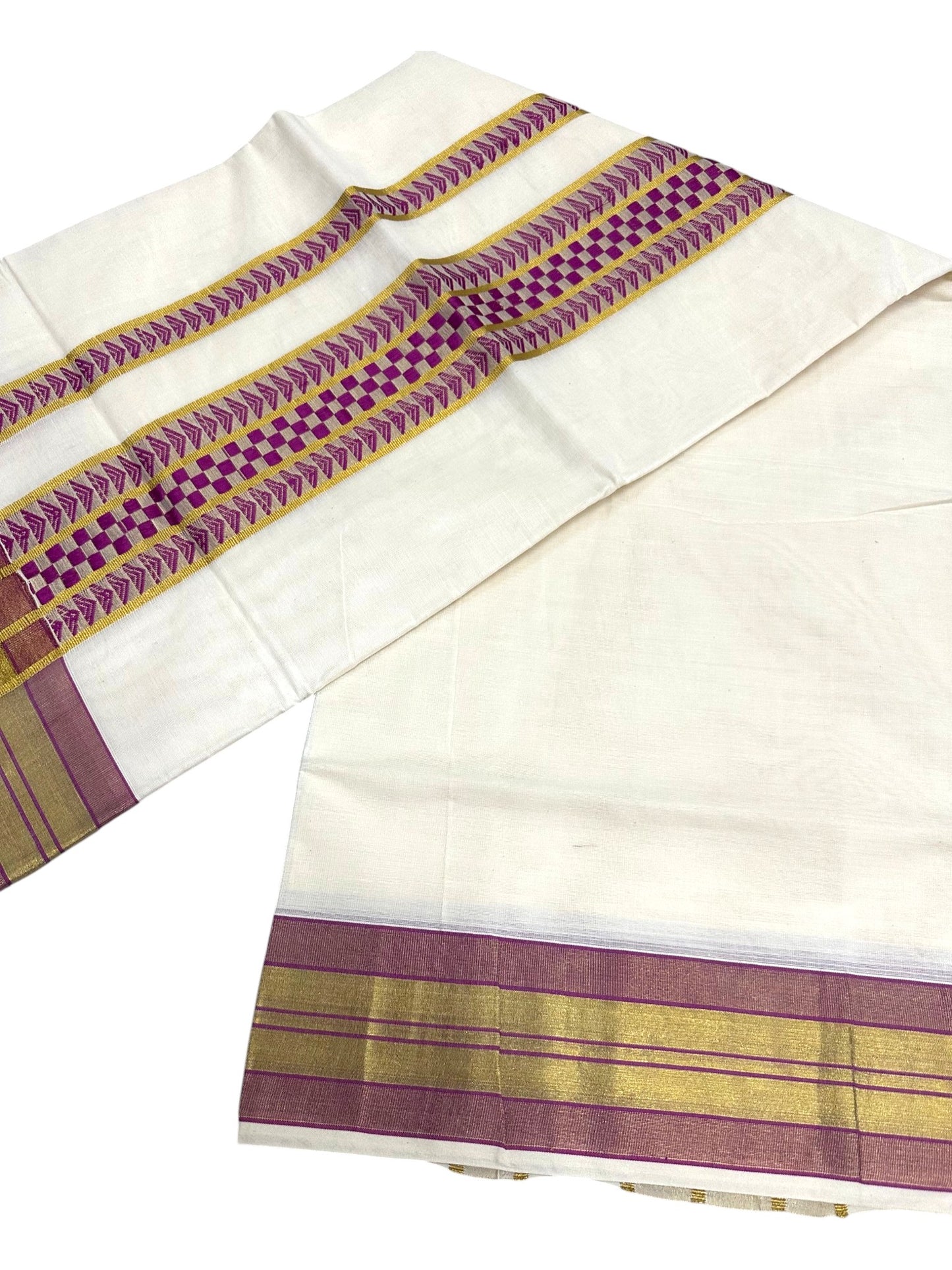 Southloom Kerala Cotton Saree with Blue Woven Work on Pallu SL639