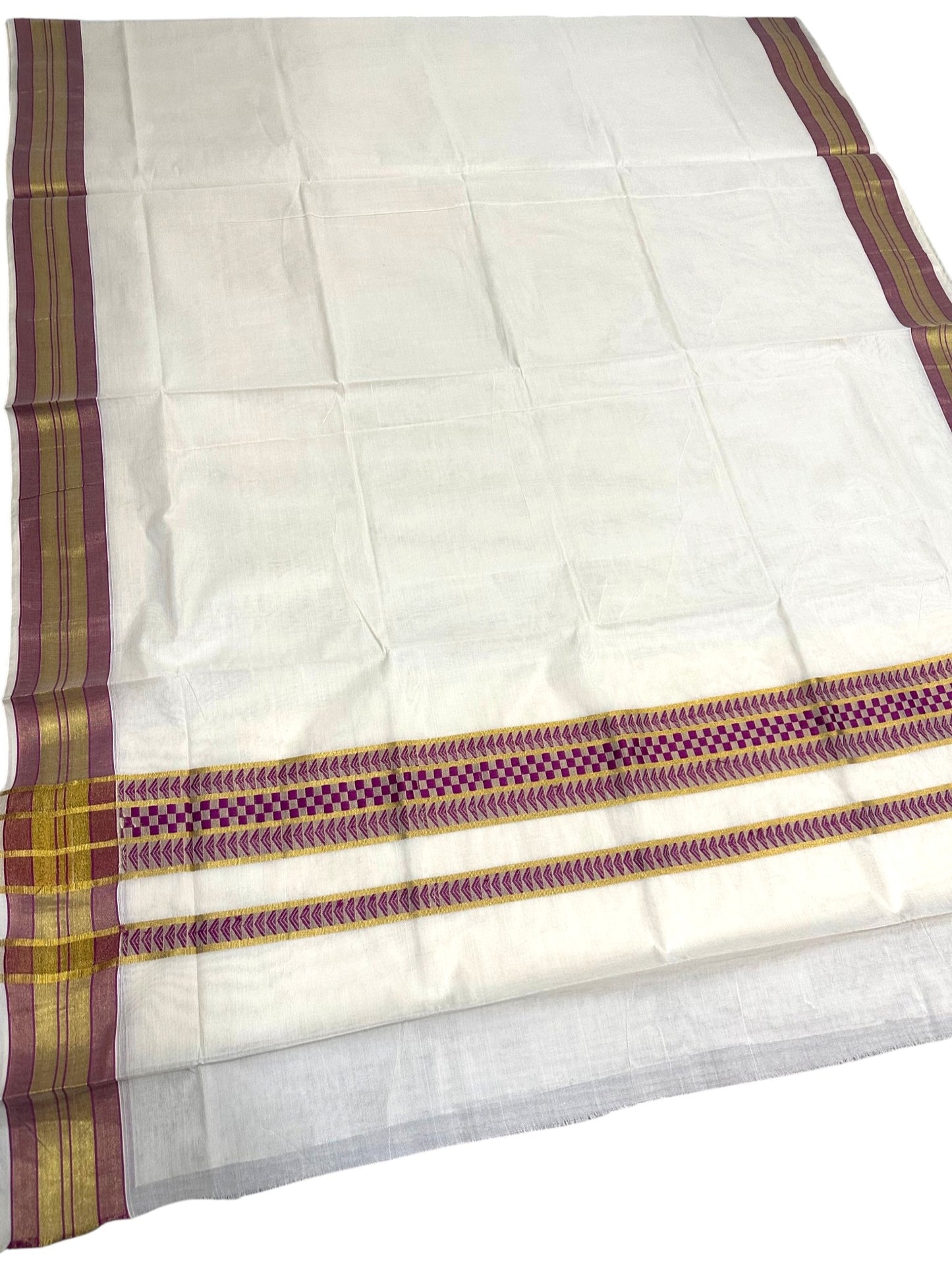 Southloom Kerala Cotton Saree with Blue Woven Work on Pallu SL639