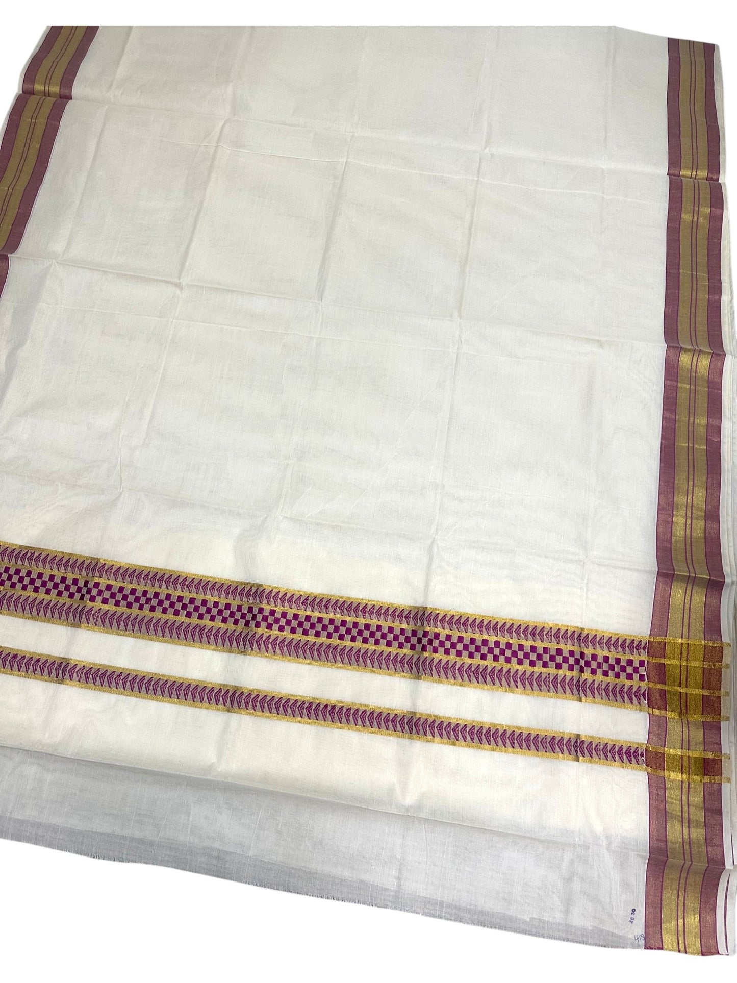 Southloom Kerala Cotton Saree with Blue Woven Work on Pallu SL639