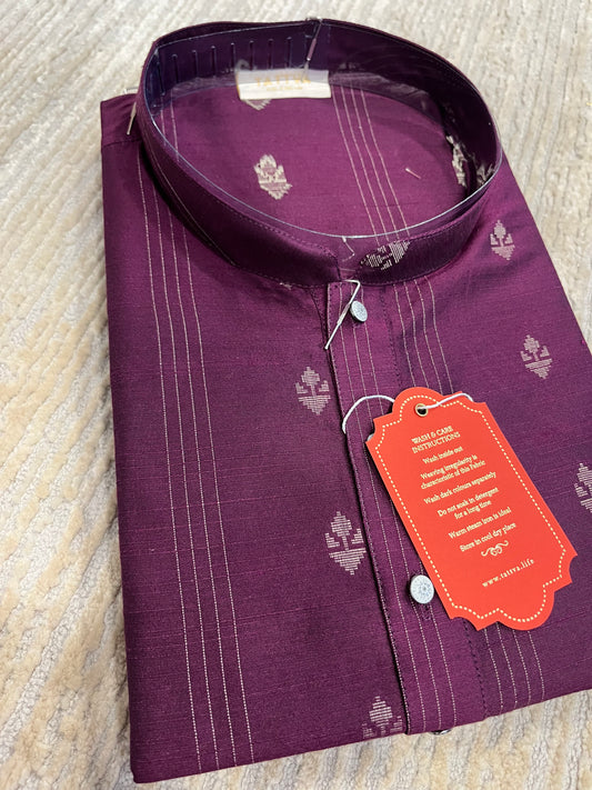 Southloom Semi Silk Short Kurta for Men in Purple Colour