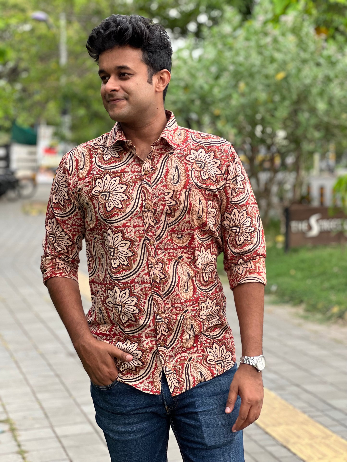 Southloom Jaipur Cotton Multi Coloured Hand Block Printed Shirt (Full Sleeves)