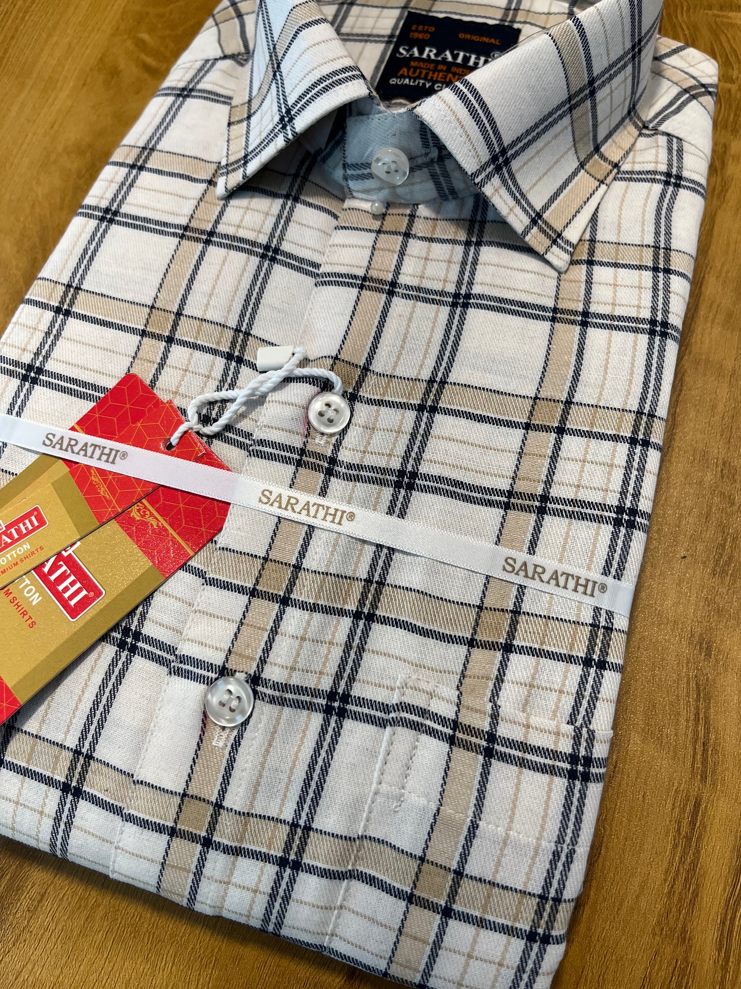 Pure Cotton White Check Design Shirt (38 FS)