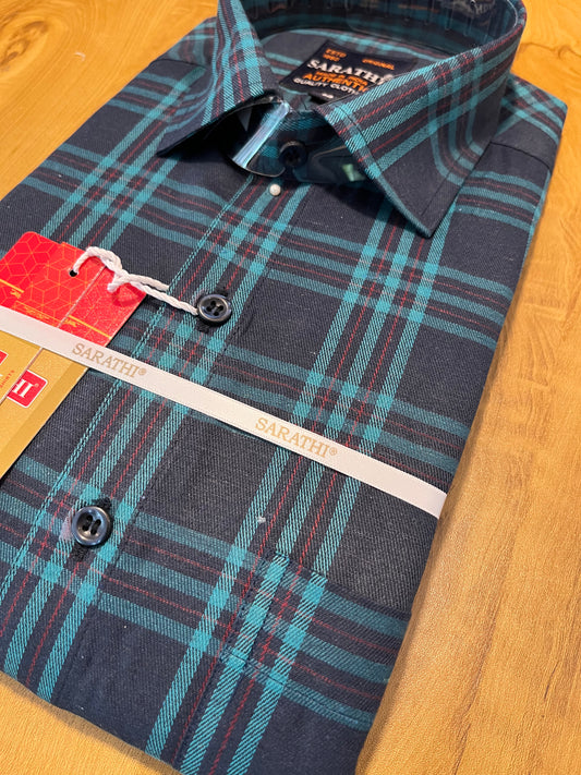 Pure Cotton Blue Check Design Shirt (38 FS)