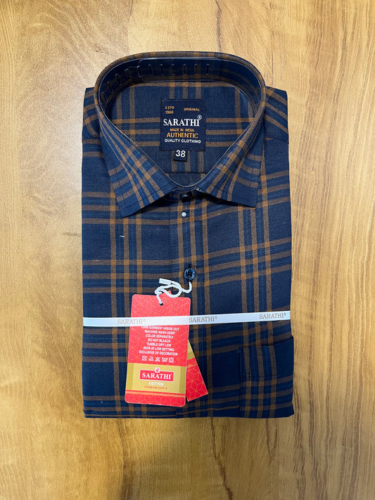 Pure Cotton Blue Check Design Shirt (38 FS)