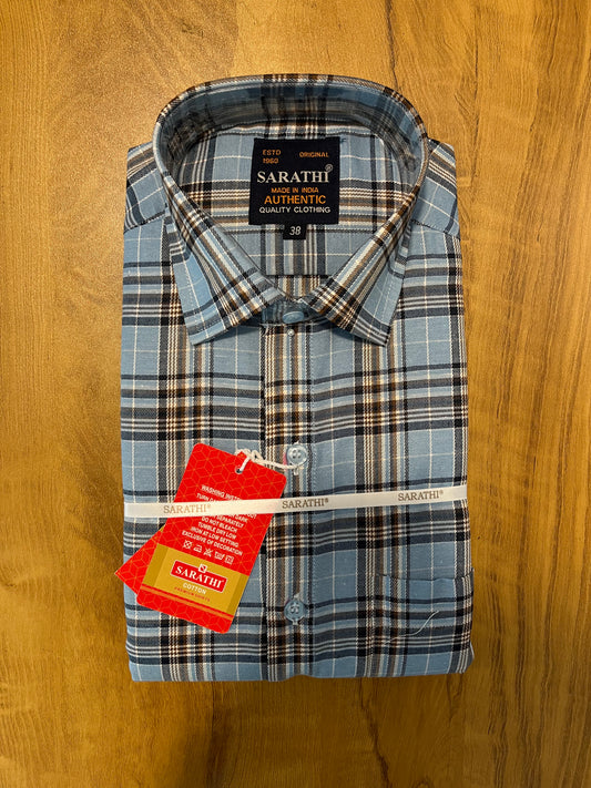 Pure Cotton Blue Check Design Shirt (38 FS)