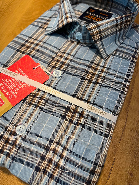 Pure Cotton Blue Check Design Shirt (38 FS)