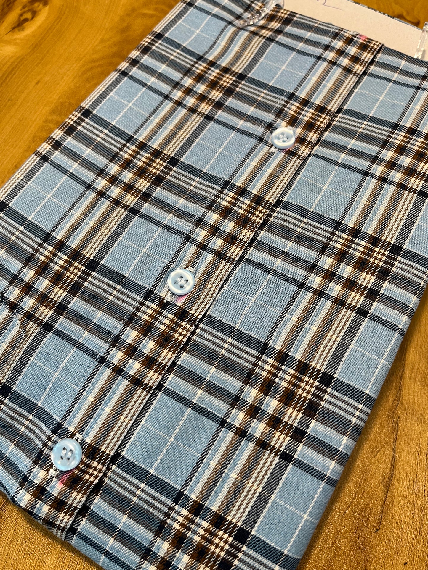 Pure Cotton Blue Check Design Shirt (38 FS)