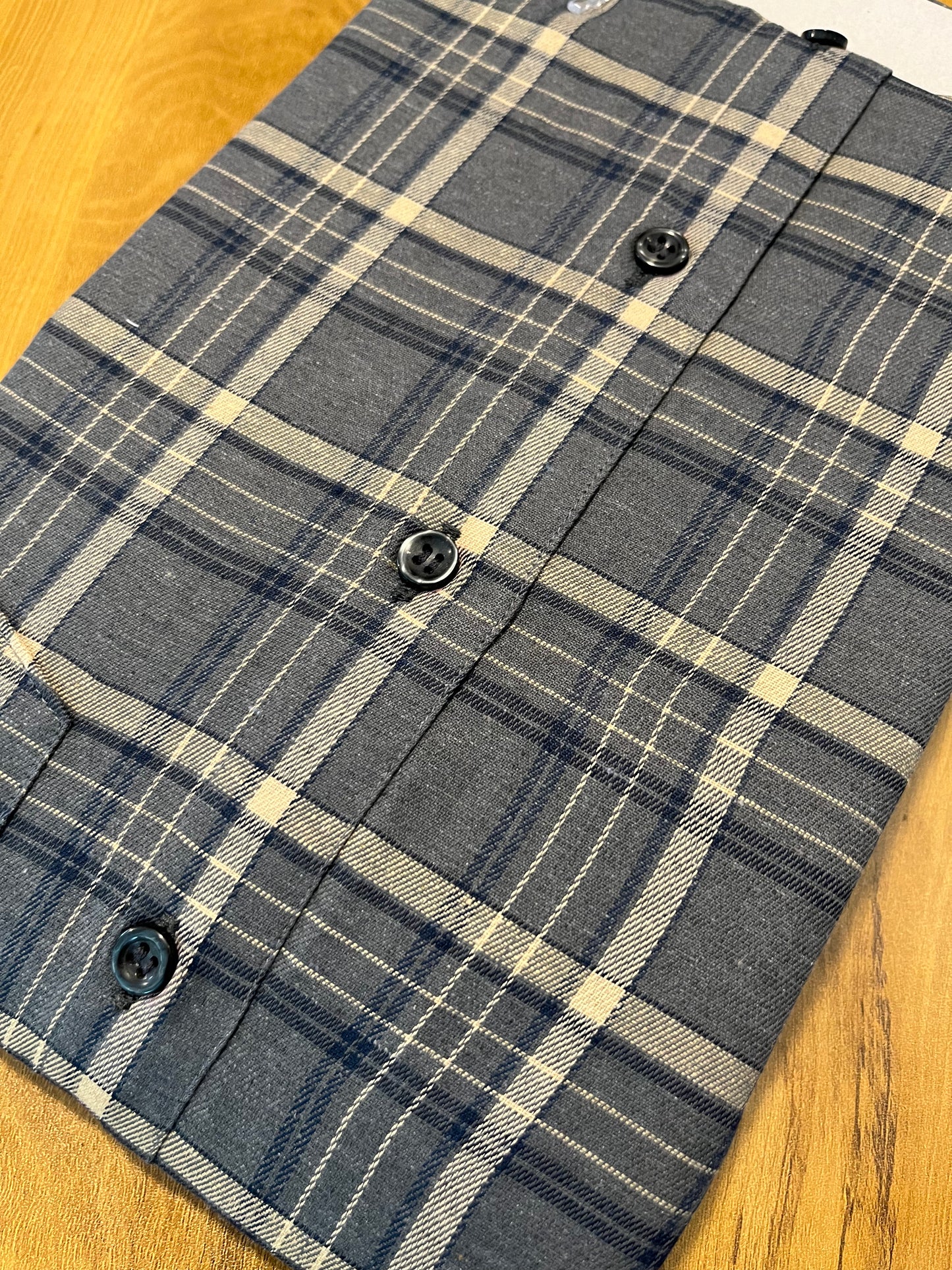 Pure Cotton Blueish Grey Check Design Shirt (38 FS)