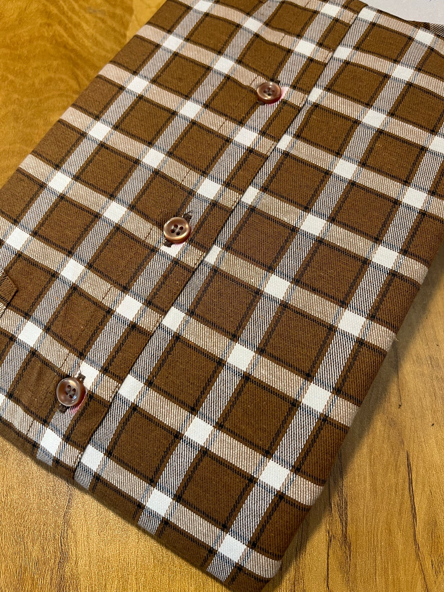 Pure Cotton Brown Check Design Shirt (38 FS)