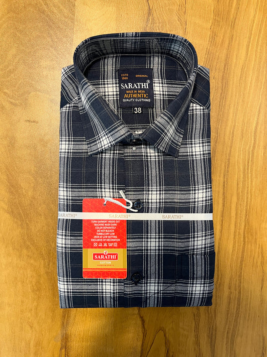 Pure Cotton Black Check Design Shirt (38 FS)