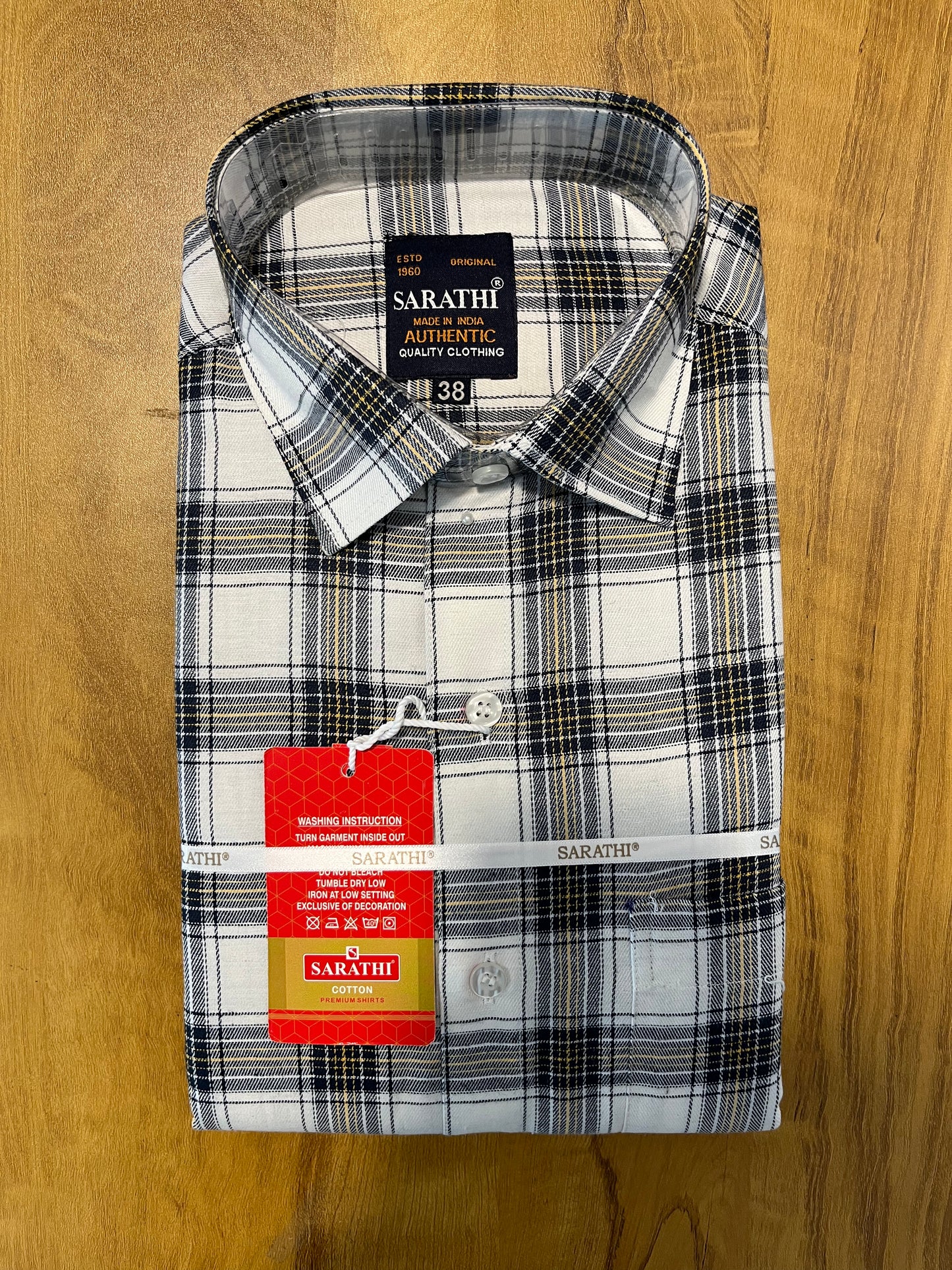 Pure Cotton White Check Design Shirt (38 FS)