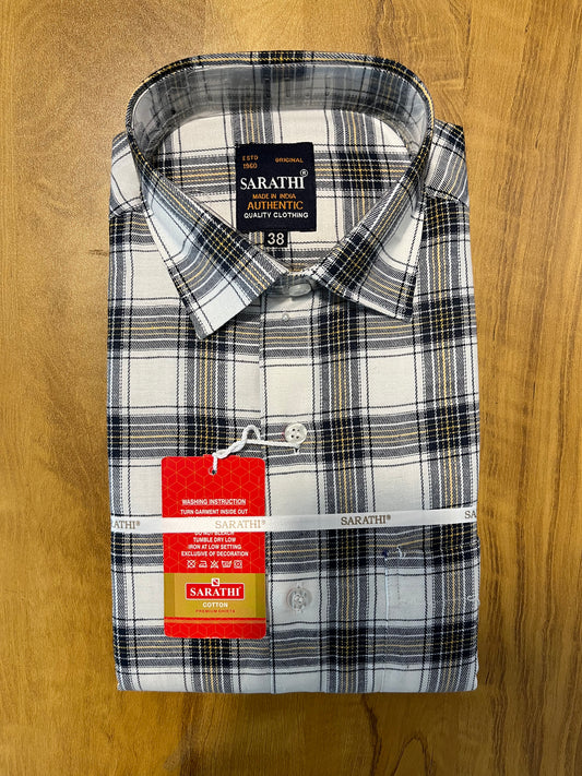 Pure Cotton White Check Design Shirt (38 FS)