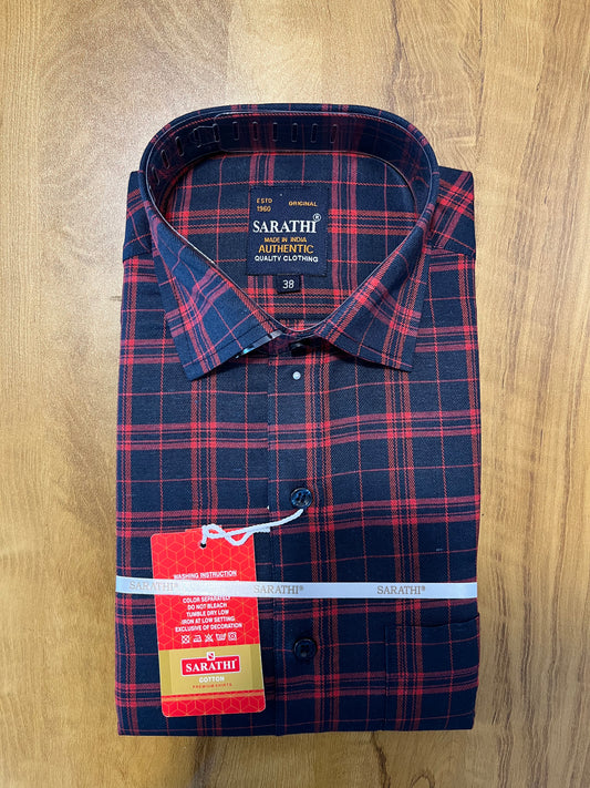 Pure Cotton Blue Check Design Shirt (38 FS)