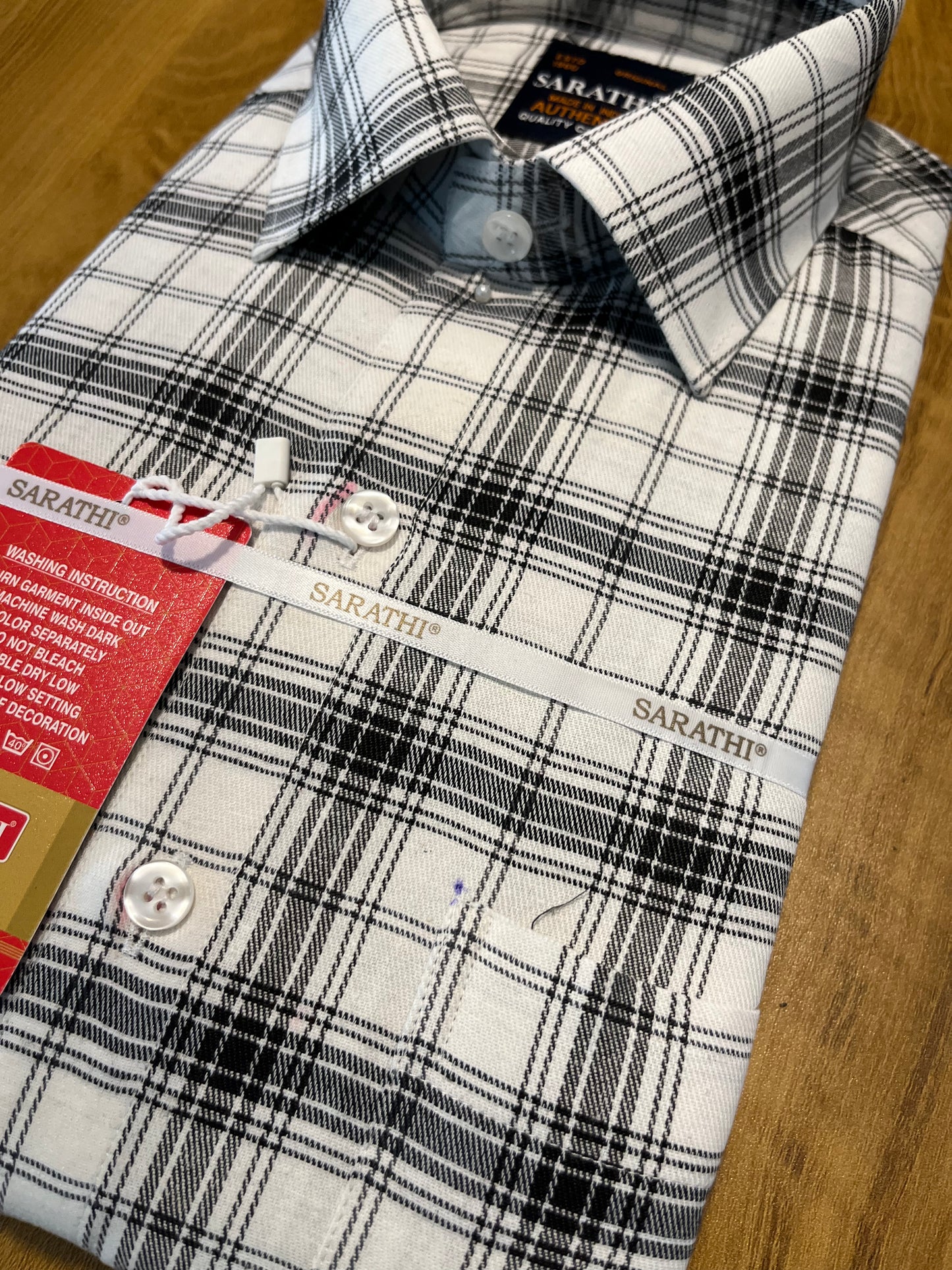 Pure Cotton White Check Design Shirt (38 FS)