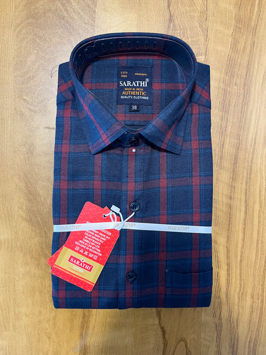 Pure Cotton Blue Check Design Shirt (38 FS)