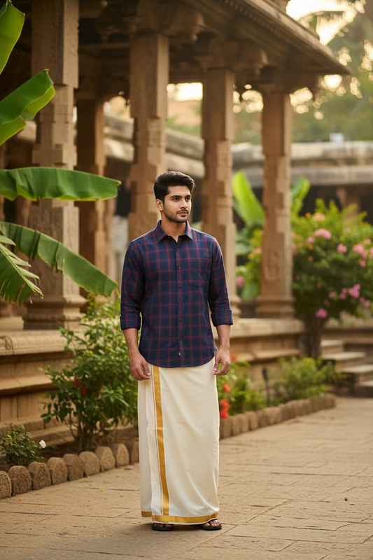 Pure Cotton Blue Check Design Shirt SLSHIRT 38 FS