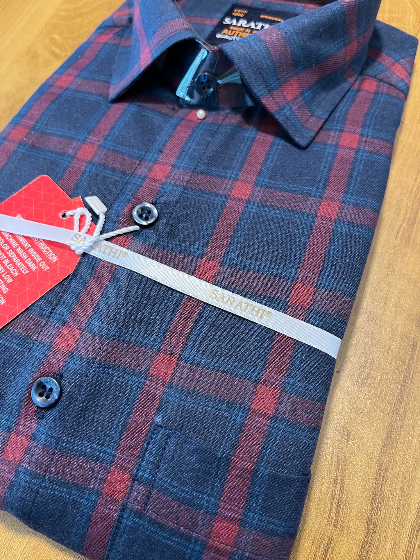 Pure Cotton Blue Check Design Shirt (38 FS)