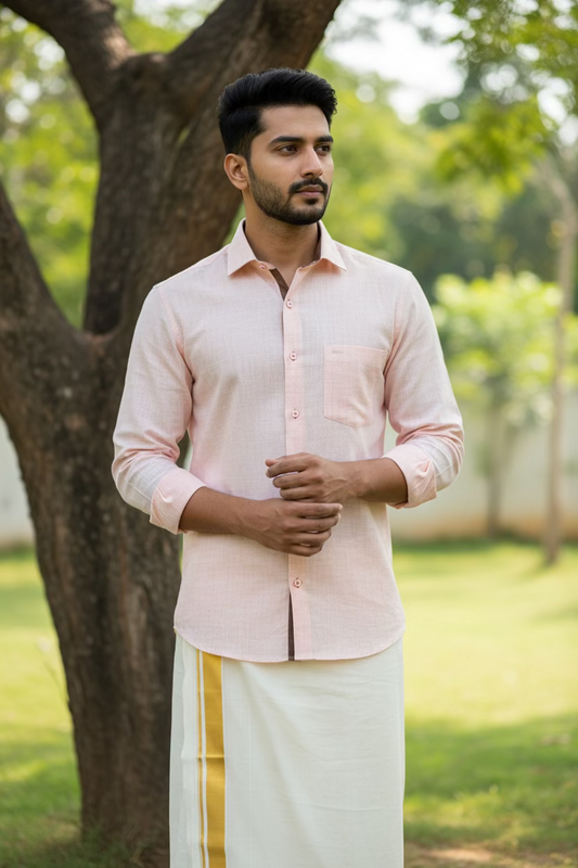 Pure Cotton Pink Plain Shirt SLSHIRT 48 FS