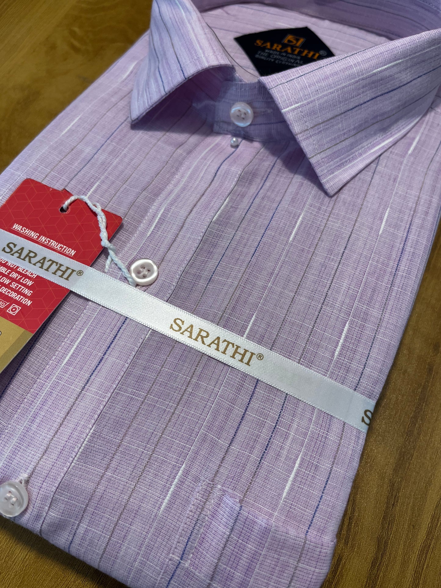 Pure Cotton Light Lavender Plain Shirt (46 FS)