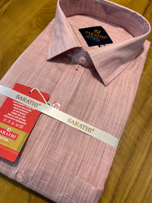 Pure Cotton Brownish Pink Plain Shirt (46 FS)