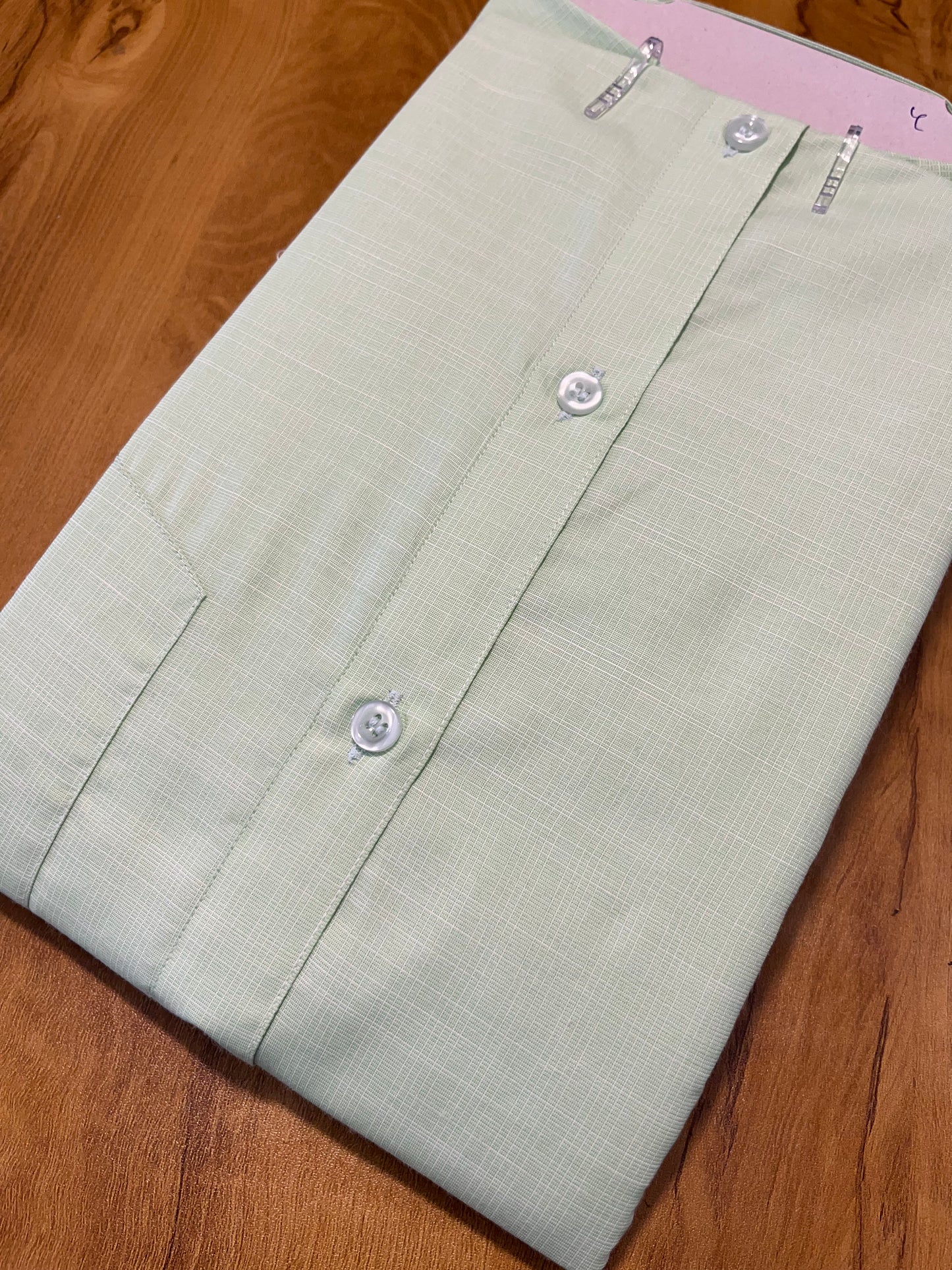 Pure Cotton Green Plain Shirt (46 FS)