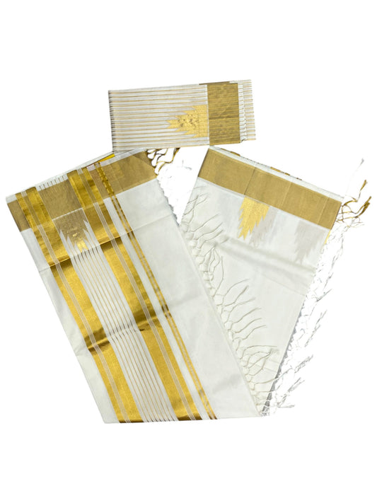 Southloom Super Premium Balaramapuram Handloom Cotton Saree with Gold Temple Design on Border SL628