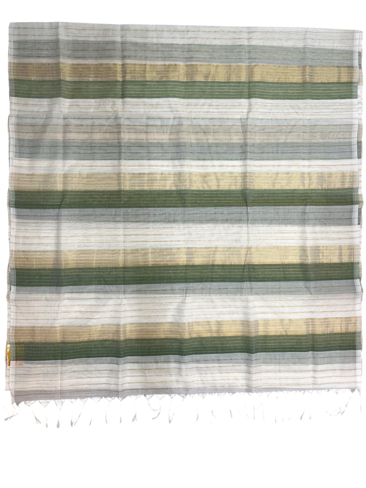 Southloom Super Premium Balaramapuram Handloom Cotton Gold And Green Lines On Body SL628
