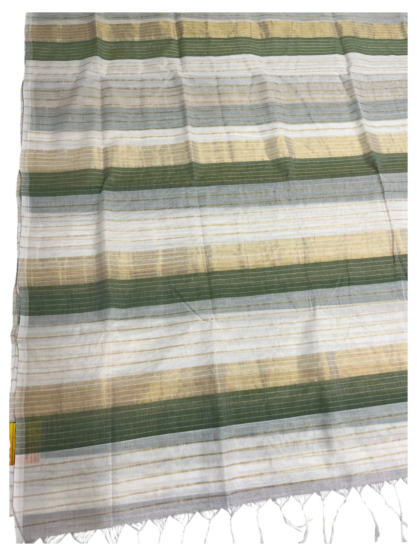 Southloom Super Premium Balaramapuram Handloom Cotton Gold And Green Lines On Body SL628