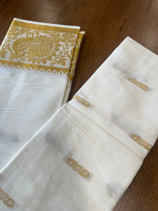 Kerala Cotton Skirt Material with Kasavu Woven Border (4 meters)