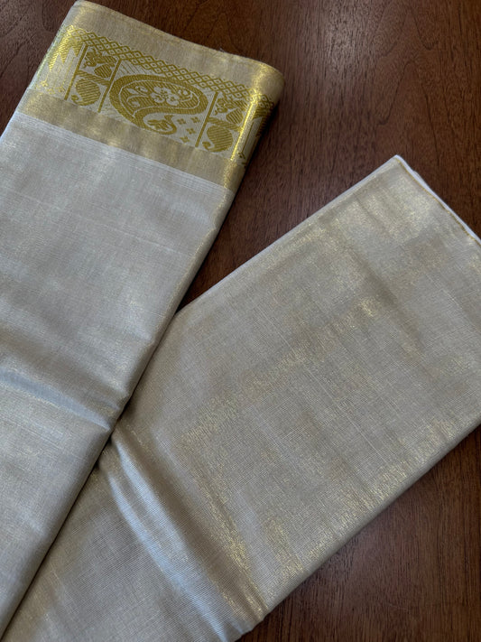 Kerala Pure Tissue Material with Kasavu Woven Design Border (4 meters)