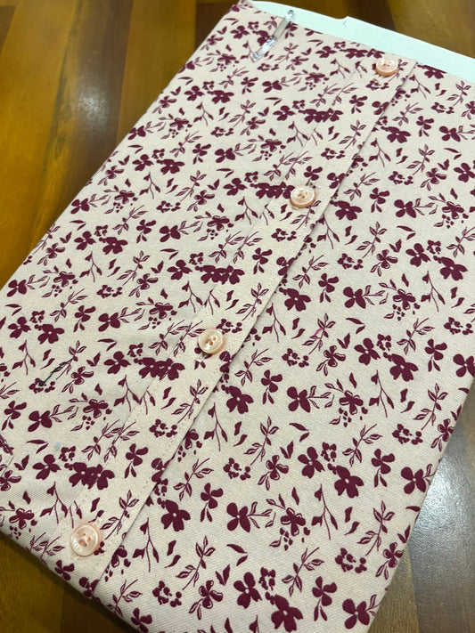 Pure Cotton Maroon Printed Shirt (38 HS)