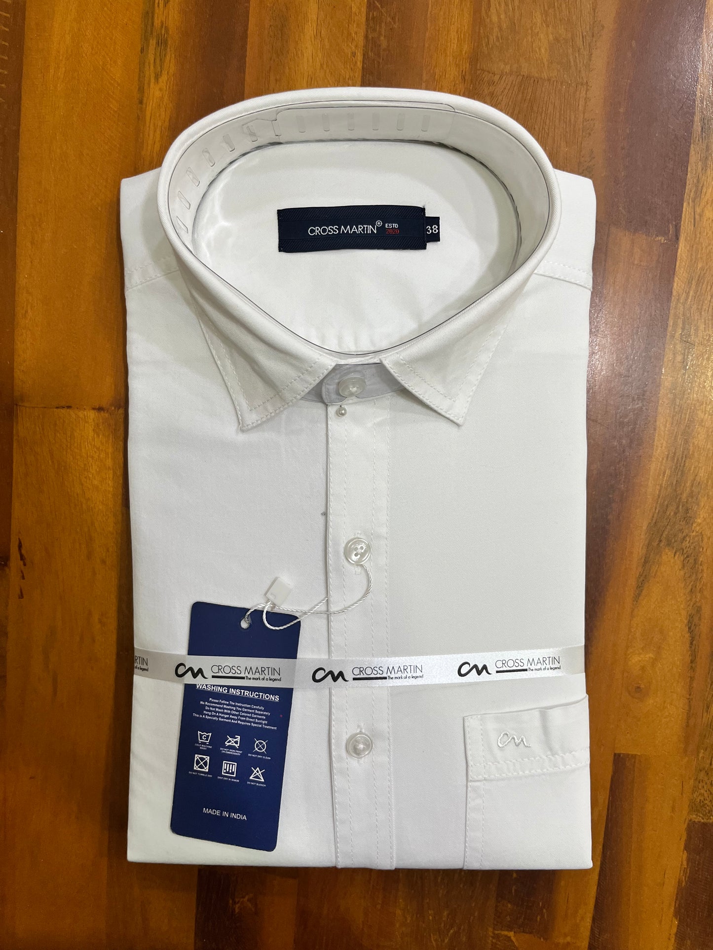 Pure Cotton Solid Pure White Shirt (38 FS)