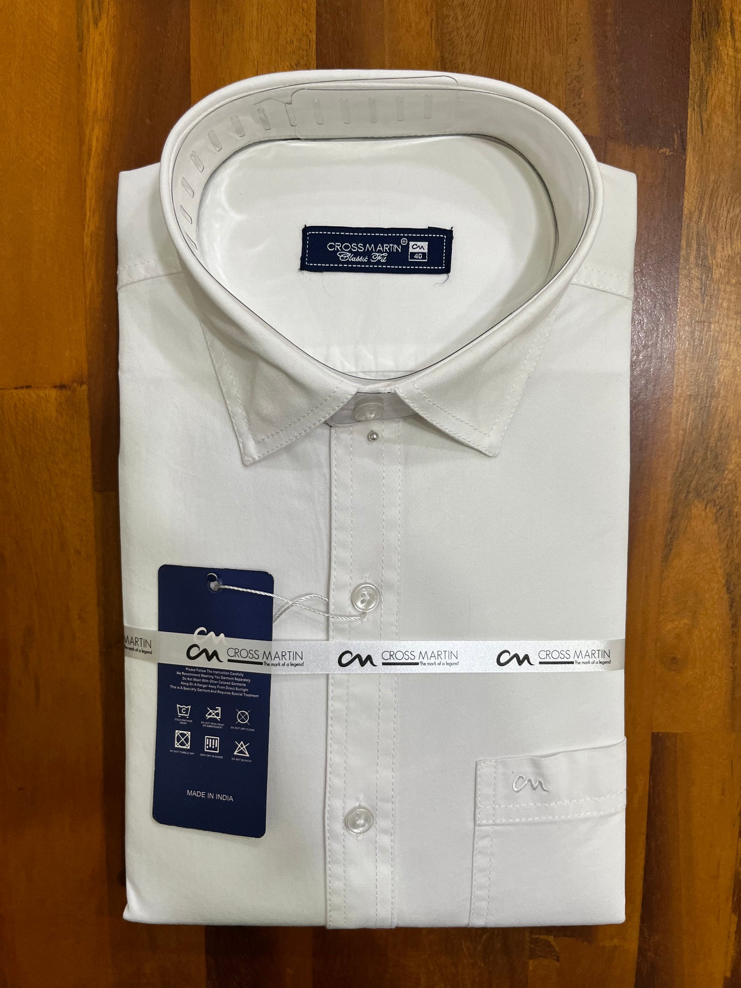 Pure Cotton Pure White Solid Shirt (40 FS)