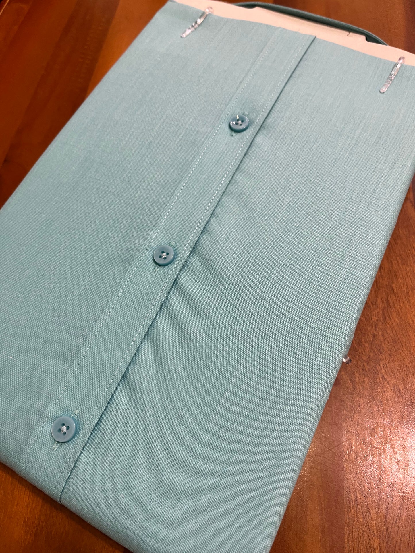 Pure Cotton Turquoise Solid Shirt (42 HS)