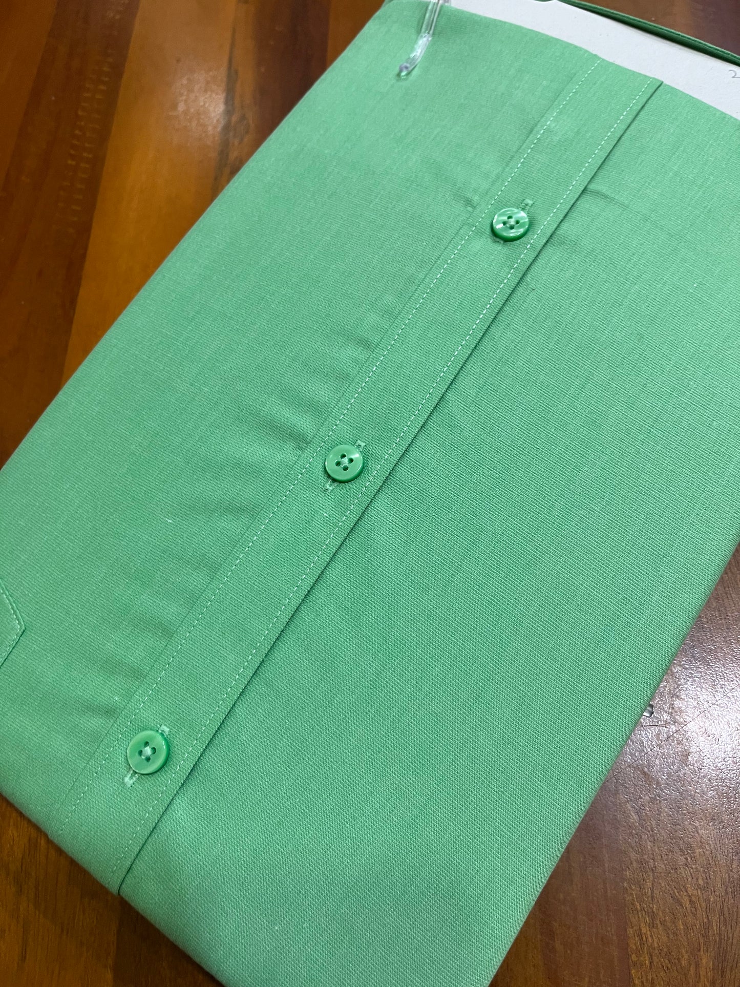 Pure Cotton Light Green Solid Shirt (42 HS)