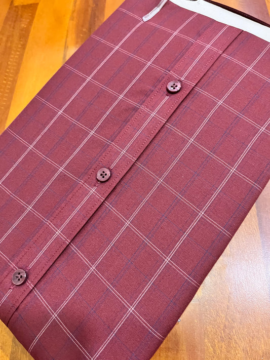 Pure Cotton Maroon Check Design Shirt (42 HS)